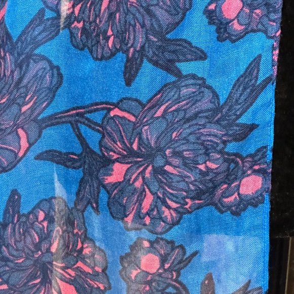 Unbranded Scarf Womens Long Rectangle Blue Pink Floral Flower Shawl Wrap - Picture 8 of 8